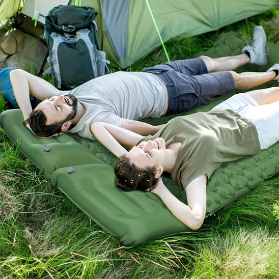 matelas gonflable 2 personnes| LE 10 CM AVEC OREILLER - Camping Confortable