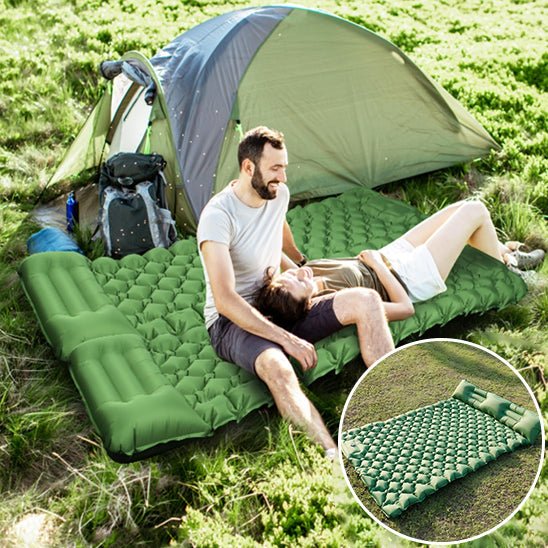 matelas gonflable 2 personnes| LE 10 CM AVEC OREILLER - Camping Confortable