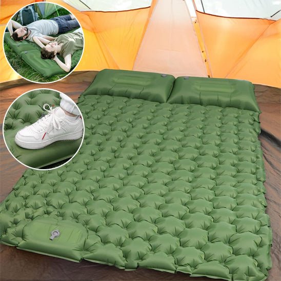 matelas gonflable 2 personnes| LE 10 CM AVEC OREILLER - Camping Confortable