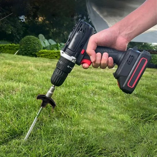 Piquet de tente noir avec perceuse