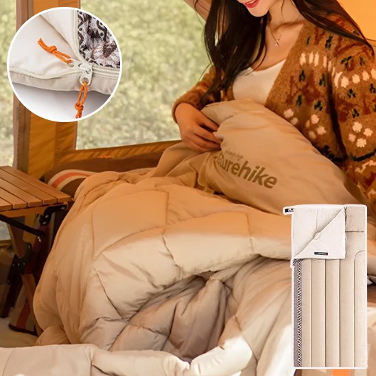 sac de couchage femme dans la tente