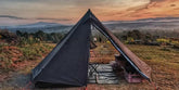 tente-camping-conique-noire-paysage